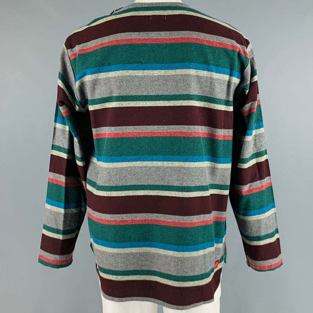 CLOT APPAREL Multi-Color Stripe Cotton Pullover Long Sleeve Shirt - Picture 3 of 6